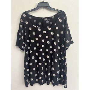 Lane Bryant Blouse Womens 22/24 Black Lightweight 1/2 Sleeve Scoop Neck Top‎